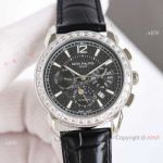 TW Factory Patek Philippe Complications Moonphase 9100 Black Dial Watches with Baguettes